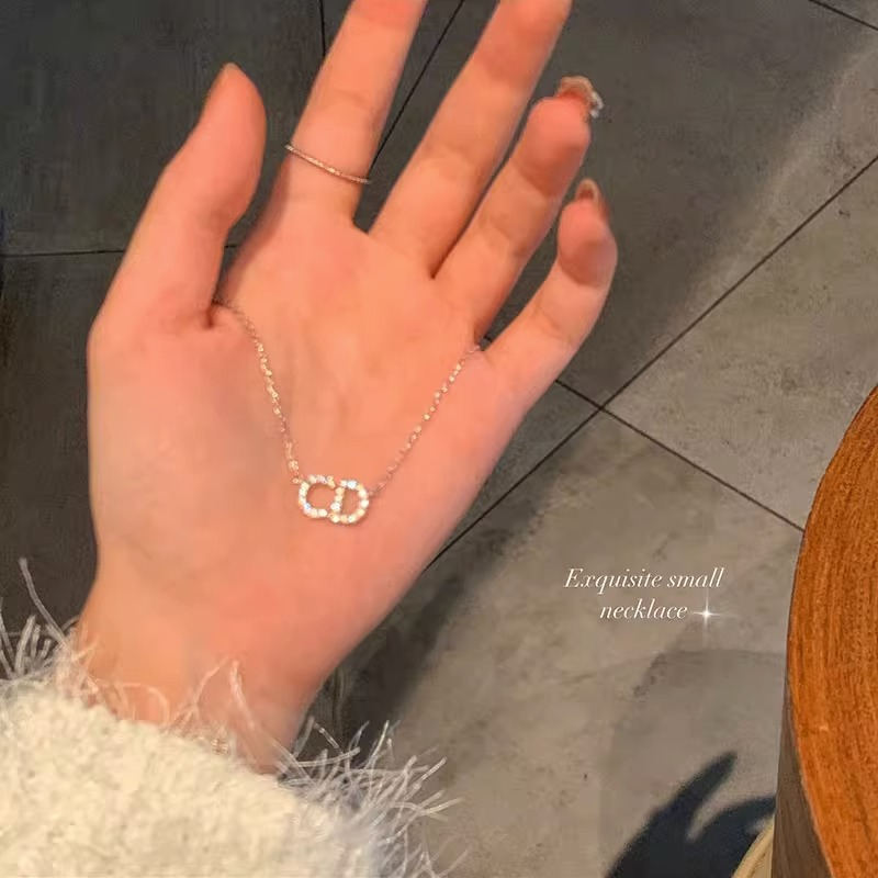 เครื่องประดับ สร้อยคอ สร้อยข้อมือ จี้ตัวอักษร CD ประดับเพทาย คุณภาพสูง เหมาะกับของขวัญนักเรียน สไตล์เกาหลี สําหรับผู้หญิง
