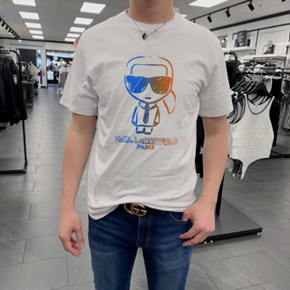 เสื้อยืดคอกลม แขนสั้น พิมพ์ลายกราฟฟิค Karl Lagerfeld สําหรับผู้ชาย และผู้หญิง