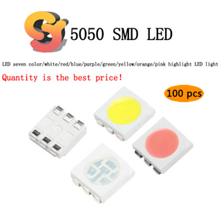 [พร้อมส่ง] ไดโอดไฟ LED 5050 หลากสี ขาว แดง น้ําเงิน ม่วง เขียว เหลือง ส้ม ชมพู