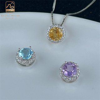 จี้อเมทิสต์ Topaz Citrine Garnet Peridot หลากสีสัน พร้อมโซ่โลหะทองแดง