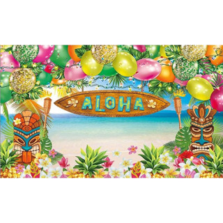 ฉากหลัง ลายธีมชายหาด Aloha Luau 8x6 ฟุต สไตล์ฮาวาย สําหรับถ่ายภาพในสตูดิโอ ปาร์ตี้วันเกิด