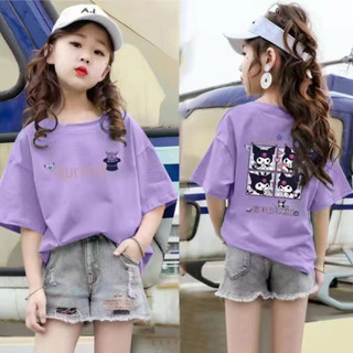 【พร้อมส่ง】เสื้อยืดคอกลม แขนสั้น ลายการ์ตูนคุโรมิ ใส่สบาย ราคาถูก สําหรับเด็กผู้หญิง อายุ 4-12 ปี