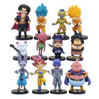 โมเดลฟิกเกอร์ PVC อนิเมะ Dragon Ball Z Son Goku Gold Frieza Beerus Majin Buu Karin-sama Hercule Super Saiyan God Q Version ขนาด 4-8 ซม. ของเล่นสําหรับเด็ก 12 ชิ้น ต่อชุด