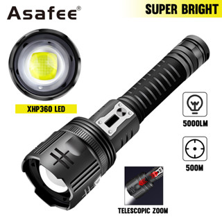 Asafee ไฟฉาย XHP360 5000LM แบตเตอรี่ 26650 รีโมตคอนโทรล สําหรับตั้งแคมป์ ฉุกเฉิน