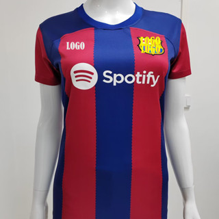 เสื้อกีฬาแขนสั้น ลายทีมชาติฟุตบอล Barce Lona 23 24 ชุดเหย้า ไซซ์ S - XL สําหรับผู้หญิง