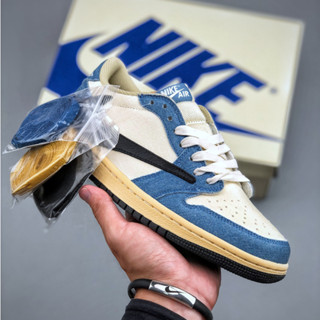 รองเท้าสเก็ตบอร์ด Travvis Scoott x Fragment x Air Joorddan 1 Low TS Low help joint backward check Low-top DM7866-992