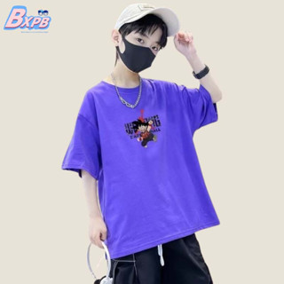 Bxpb เสื้อยืดลําลอง ผ้าฝ้าย แขนสั้น ระบายอากาศ ลายการ์ตูนอนิเมะ ทรงหลวม ใส่สบาย เหมาะกับฤดูร้อน สําหรับเด็กผู้ชาย 100-160 ซม.