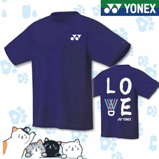 Yonex 2023 ใหม่ yy เสื้อยืดลําลอง แขนสั้น ระบายอากาศ พิมพ์ลาย แห้งเร็ว สไตล์เกาหลี สําหรับผู้ชาย และผู้หญิง เหมาะกับการเล่นกีฬา