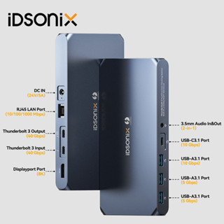 iDsonix อะแดปเตอร์ฮับ C Thunderbolt 3 40Gbps พร้อม M.2 NVMe SATA Enclosure USB3.1 10Gbps เป็น 8K 60Hz PD60W RJ45