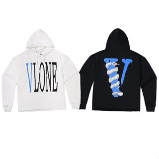 Vlone เสื้อฮู้ด ผ้าฝ้าย พิมพ์ลาย มีสไตล์ สําหรับทุกเพศ