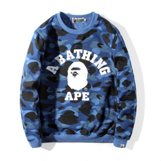 Bape เสื้อกันหนาว คอกลม ผ้าฝ้าย พิมพ์ลาย มีสไตล์ สําหรับผู้ชาย และผู้หญิง