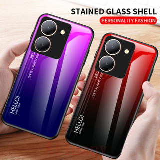 เคสโทรศัพท์กระจกนิรภัย แบบแข็ง ไล่โทนสี สําหรับ Vivo Y36 Y36