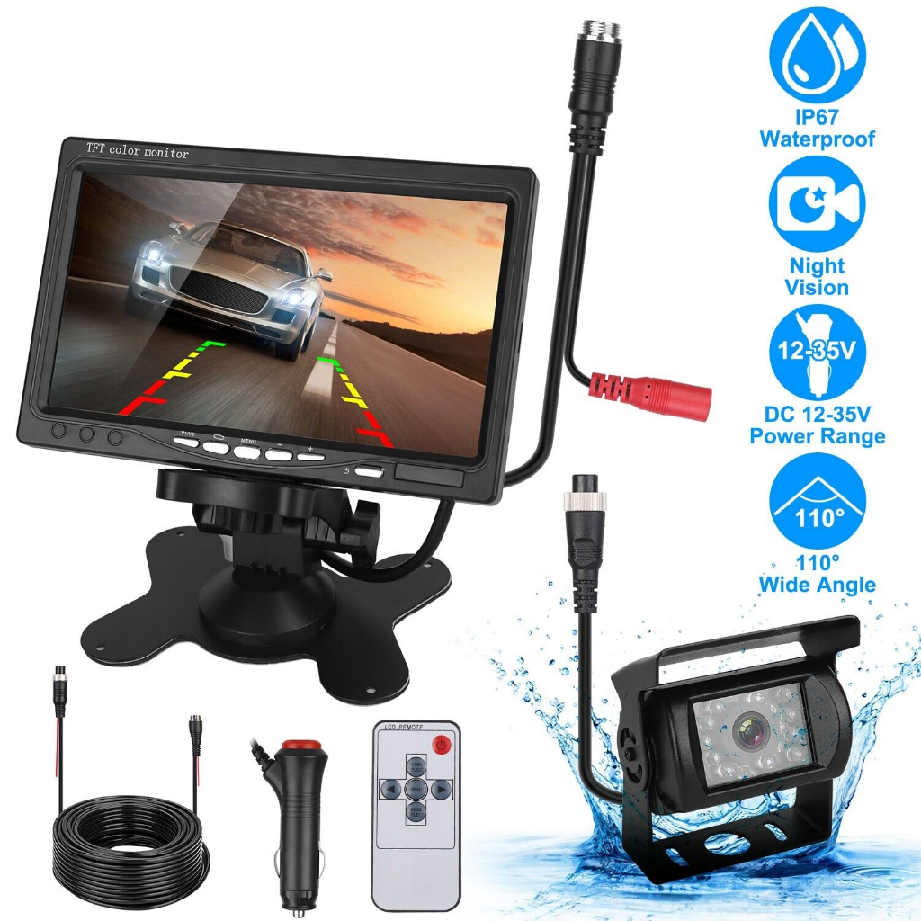 กล้องมองหลังรถยนต์ 7 นิ้ว สําหรับจอดรถบรรทุก 9-36V HD พร้อมหน้าจอ 1024*600