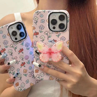 เคสโทรศัพท์มือถือนิ่ม ลายผีเสื้อ สีชมพู สําหรับ iPhone 14 14promax 14pro 12pro 13promax