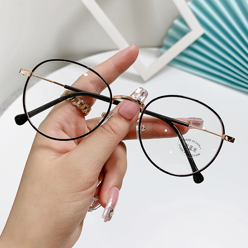 【ZM Glasses】แว่นตากรอบกลม ป้องกันแสงสีฟ้า แว่นตากรอบโลหะ แว่นตาสายตาสั้น สไตล์เกาหลี สไตล์นักเรียน แว่นตาแฟชั่น 103