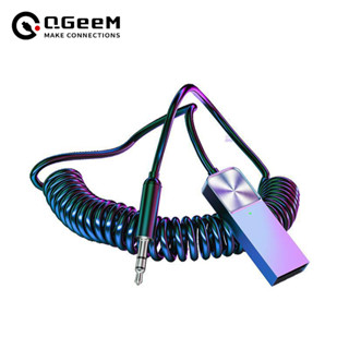 Qgeem อะแดปเตอร์ดองเกิล บลูทูธ 5.0 เป็นแจ็ค 3.5 มม. แฮนด์ฟรี Aux สําหรับตัวรับส่งสัญญาณบลูทูธ ในรถยนต์