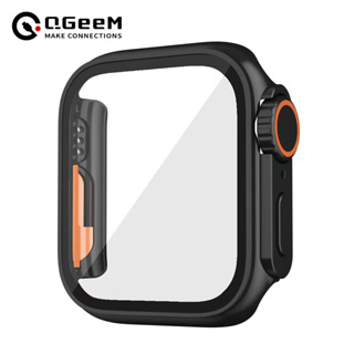 Qgeem เคสป้องกันหน้าจอ พร้อมกระจกนิรภัย สําหรับ Apple Watch Series 8 7 4 5 6 se 45 มม. 44 มม.