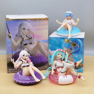 โมเดลฟิกเกอร์ PVC รูปการ์ตูนอนิเมะ Hatsune Miku Ashen Witch Rem Swimming Laps เซ็กซี่ 3 แบบ ขนาด 10.5 ซม. ของเล่นสําหรับเด็ก