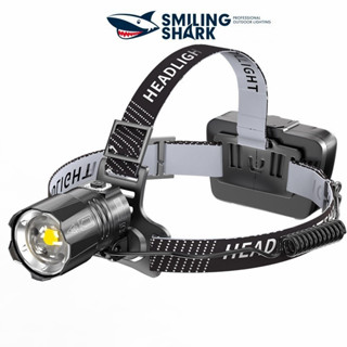 SmilingShark K228 ไฟหน้า LED ไฟหน้าสีเหลือง Super Bright ไฟหน้า P100 5000 ลูเมนซูมได้ USB แบบชาร์จไฟได้ Waterproof Outdoor Night Multifunctional 3 โหมดปรับตั้งแคมป์เดินป่า