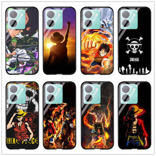 เคสโทรศัพท์มือถือกระจกนิรภัย แบบแข็ง กันกระแทก ลายการ์ตูนอนิเมะ One Piece Luffy Zoro สําหรับ Vivo Y36 Y22 Y22s 4g