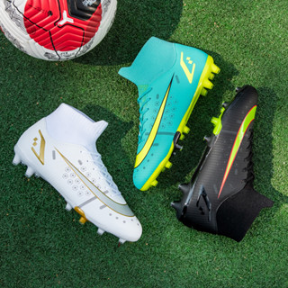 ขนาด: 35-45 C Ronaldo Assassin Youth ยาว Spike FG High Top รองเท้าฟุตบอลชาย, ในร่มและกลางแจ้งหญ้าประดิษฐ์รองเท้าฟุตซอล