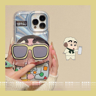 เคสโทรศัพท์มือถือ กันกระแทก ลายการ์ตูนชินจัง พร้อมขาตั้ง สําหรับ iphone 14 13 11 12 pro