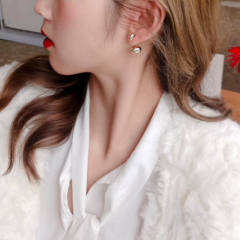 ต่างหูเหล็กไทเทเนียม ทรงวงรี ป้องกันอาการแพ้ แฟชั่นระดับไฮเอนด์ ราคา ถูกที่สุด ดีลบีเคเค แกลเลอรีภาพที่ 4