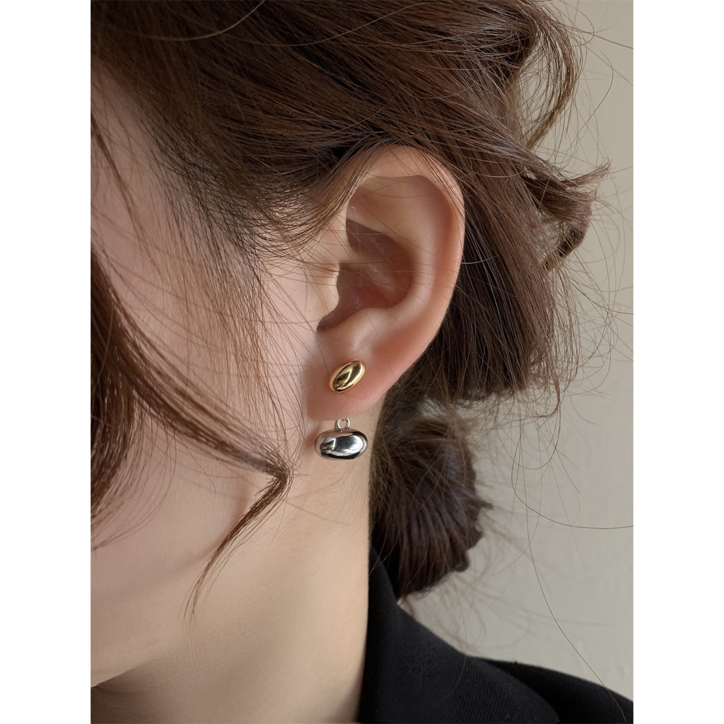ต่างหูเหล็กไทเทเนียม ทรงวงรี ป้องกันอาการแพ้ แฟชั่นระดับไฮเอนด์ ราคา ถูกที่สุด ดีลบีเคเค แกลเลอรีภาพที่ 2
