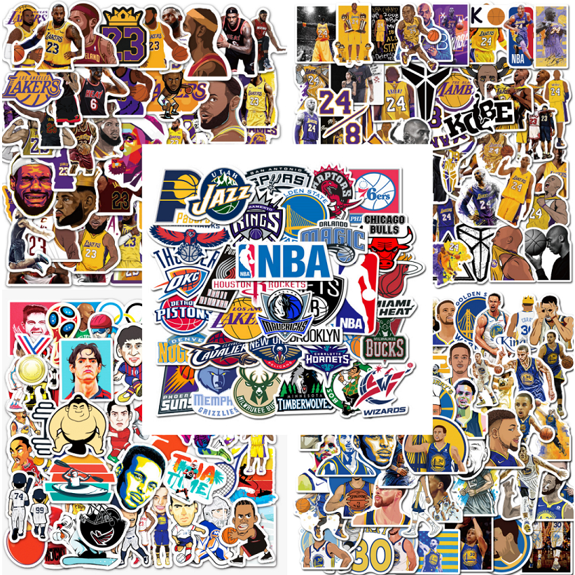 50 ชิ้นตลก NBA นักบาสเกตบอลทีมโลโก้ DIY Creative มอเตอร์สติกเกอร์รถสติกเกอร์ Helmater สติกเกอร์ Home
