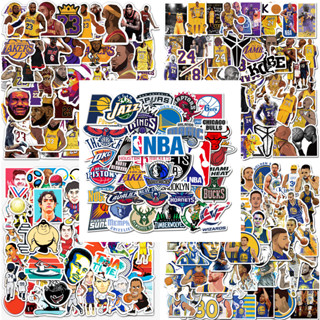 สติกเกอร์โลโก้ NBA Basketball Player Team กันน้ํา แบบสร้างสรรค์ สําหรับติดตกแต่งรถยนต์ DIY จํานวน 50 ชิ้น