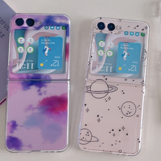 เคสโทรศัพท์มือถือแบบแข็ง ใส กันกระแทก ลายก้อนเมฆท้องฟ้ากลางคืน สําหรับ Samsung Galaxy Z Flip 4 Z Flip 5 Z Flip 3