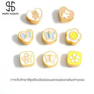 Hope floats- สร้อยข้อมือลูกปัด รูปหมีน้อย หน้ายิ้ม 24K เครื่องประดับ สําหรับเด็กผู้หญิง DIY