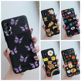 เคสโทรศัพท์มือถือ ซิลิโคนนิ่ม ผิวด้าน ลายการ์ตูนผีเสื้อน่ารัก สีดํา สําหรับ Tecno Spark 8 Pro KG8 Tecno Spark8 Pro Spark8Pro