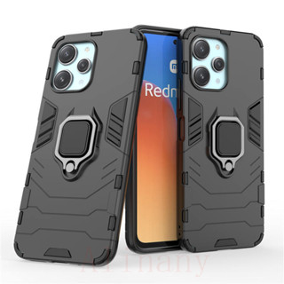 เคส Xiaomi Redmi 12 ฮาร์ดเคสกันกระแทกเคสโทรศัพท์ Hybrid Armor Shockproof Ring Phone Case Redmi 12 Cover Stand