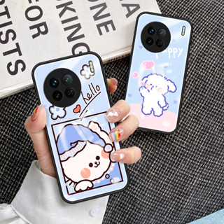 เคสโทรศัพท์มือถือกระจกนิรภัย TPU แบบนิ่ม ขอบแข็ง กันกระแทก สําหรับ VIVO X90 X90 เคส