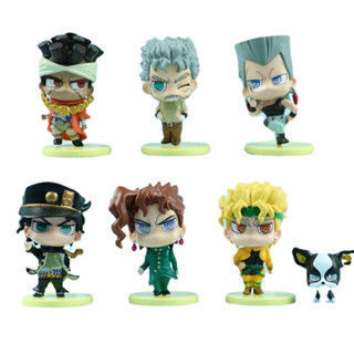 โมเดลฟิกเกอร์ PVC อนิเมะ JoJos Bizarre Adventure Jotaro Dio Brando Kujo Jotaro Moammed Abdul Wamuu Iggy Dog Q Version ขนาด 7-8 ซม. ของเล่นสําหรับเด็ก 7 ชิ้น ต่อชุด