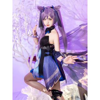 Genshin Impact Keqing cosplay Costume  ขนาดพลัส เสื้อผ้าคอสเพลย์ อนิเมะ สําหรับผู้หญิง plus size Anime Game Skin Female Halloween cos Clothing Womens Clothing  Wig Dress 原神刻晴皮肤霓裾翩跹