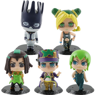 โมเดลฟิกเกอร์ PVC อนิเมะ JoJos Bizarre Adventure Stone Ocean Kujo Jotaro Jolyne Cujoh Hermes Costello Foo Fighters Q Version ขนาด 9-11 ซม. ของเล่นสําหรับเด็ก 5 ชิ้น ต่อชุด