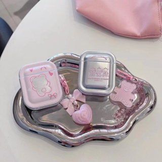 เคสหูฟัง tpu แบบนิ่ม ลายหมี สีชมพู สําหรับ airpods 1 2 pro 3