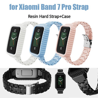 2 in 1 สายนาฬิกาข้อมือเรซิ่น แบบแข็ง พร้อมเคส สําหรับ Xiaomi Band 7 Pro NFC 3 4 5 6 7 NFC