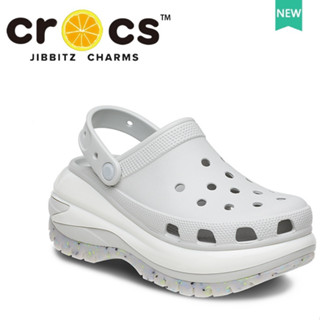 crocs แท้ crocs mega crush clog สีเทา รองเท้าแพลตฟอร์ม เหมาะกับเดินชายหาด สําหรับผู้หญิง|207988