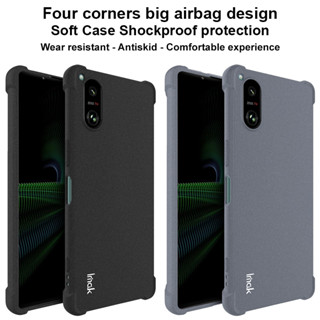 Imak Sony Xperia 5 V โปร่งใส สี่มุม ถุงลมนิรภัย กันกระแทก TPU Matte Casing Sony ฝาหลัง ซิลิโคน เคสโทรศัพท์