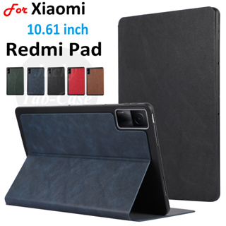 เคสหนัง PU ฝาพับ พร้อมช่องใส่บัตร ตั้งได้ แฟชั่นเรียบง่าย สําหรับ Xiaomi Redmi Pad (10.61 นิ้ว) RedmiPad 5G VHU4254IN