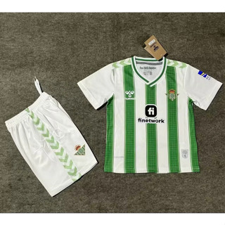 เสื้อกีฬาแขนสั้น ลายทีมฟุตบอล Real Betis 23 24 ชุดเหย้า สําหรับเด็ก