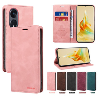 เคสโทรศัพท์หนัง ฝาพับแม่เหล็ก พร้อมช่องใส่บัตร สําหรับ OPPO Reno8 T A58 A98 A78 A1 Pro A57 A57S A57E A77S A77 5G 4G