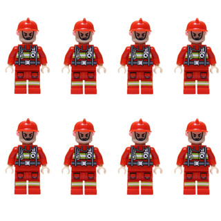 บล็อกตัวต่อฟิกเกอร์ Fireman ขนาดเล็ก ของขวัญของที่ระลึก ของเล่นสําหรับเด็กผู้ชาย ผู้หญิง 8 ชิ้น