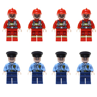 บล็อกตัวต่อฟิกเกอร์ Fireman&amp;Police ขนาดเล็ก ของเล่นสําหรับเด็ก ของที่ระลึก ของสะสม ของขวัญ ของตกแต่ง 8 ชิ้น