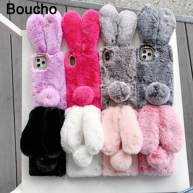 เคสโทรศัพท์มือถือ ผ้ากํามะหยี่ขนนิ่ม ลายหูกระต่าย 3D ขนปุย อบอุ่น สําหรับ iPhone 14 Pro Max 14pro 14 Plus 14plus