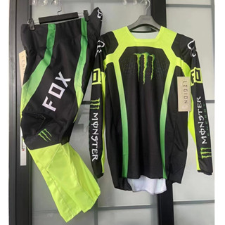 Fox 2023 180 MONSTER BLACK JERSEY PANTS ชุดแข่งรถวิบาก ผู้ชาย ออฟโร้ด MX MTB DH จักรยานเสือภูเขา Downhill ขี่จักรยานคอมโบเกียร์ชุด