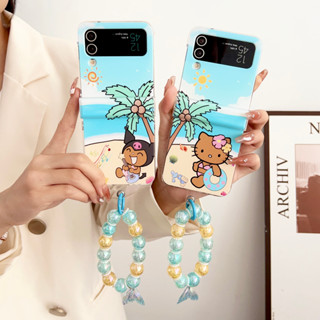 3in1 เคสโทรศัพท์แบบแข็ง บางมาก พร้อมสร้อยข้อมือ สําหรับ Samsung Galaxy Z FLIP 3 4 FLIP3 FLIP4